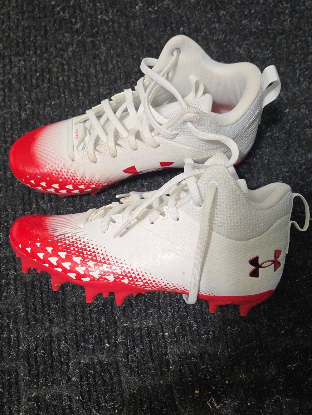 Under Armour Kids White & Red Football Cleats